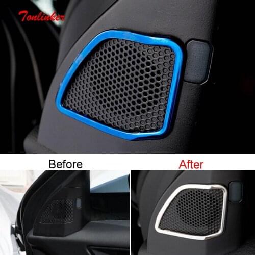Tonlinker Interior Windows Tweeter Speaker Cover Sticker for GWM Haval H6 2018-19 Car Styling 2PCS Stainless steel Cover Sticker