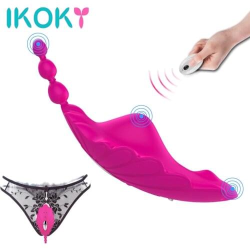 IKOKY Butterfly Vibrator Sex Toys for Women Invisible Wear Panty Vagina Clitoris Stimulator Remote Control Perineum Anus Massage