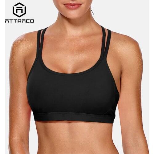 Attraco Women Light Impact Sports Bra Backcross Yoga Bra Push Up Running Workout Bra Underwear Fitness Sport Top