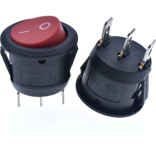 10Pcs KCD1-105 Diameter Small Round Boat Rocker Switch Black Mini Round Black White Red 2Pin 3Pin ON-OFF ON-OFF-ON Rocker Switch
