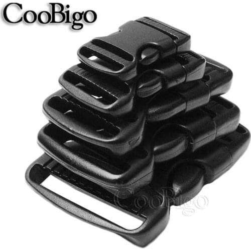 5pcs Assorted Size Plastic Hardware Dual Adjustable Side Release Buckles Molle Tactical Backpack Belt Bag Parts Strap Webbing