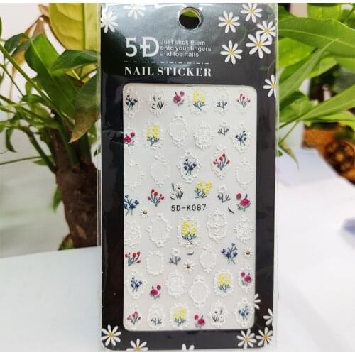 5D Stickers for Nails Cute Geometry Line All Grass Nail Art Decorations Stereoscopic Sticker Accessories Anaglyph Effect Design