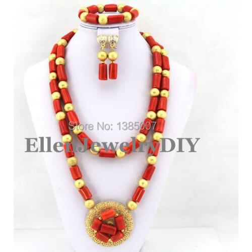 African Nigerian Wedding Beads Jewelry Set Coral Jewelry Set Coral Beads Necklace Set African Jewelry Set W7132