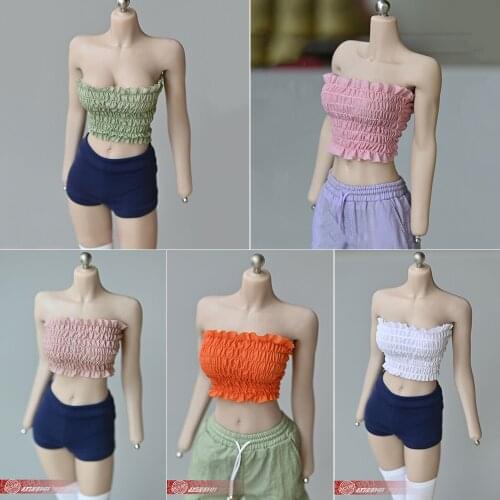 In Stock 1/6 Scale Sexy Female Figure Accessory Pleated Tube Top Vest for 12 inches Action Figure Body