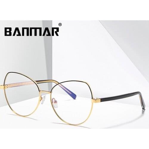 BANMAR Round Frame Computer Glasses Women Rays Radiation Gaming Eyewear Frames Metal Unisex Anti Blue Light Glasses Men Print