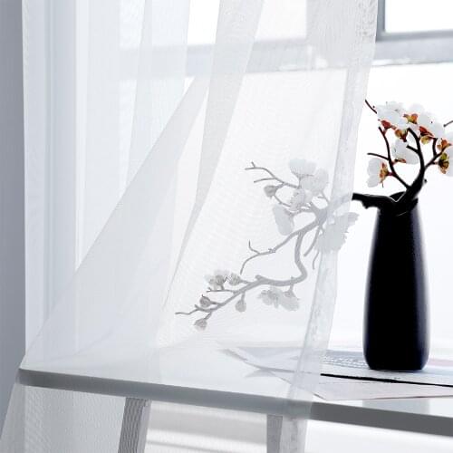 CDIY White Mesh Curtain Window Tulle For Living Room Bedroom The Kitchen Finished Window Treatment Decorations Panel