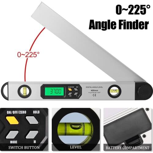 Digital Protractor Angle Meter Woodworking Angle Ruler 0~225° 400mm Aluminum Alloy LCD DIY Utility Metal Ruler with Backlight