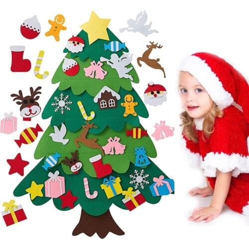 DIY Felt Christmas Tree Decorations Artificial Tree Xmas Tree Door Wall Hanging Ornaments Kids Gifts New Year Gifts Kid Toy Home