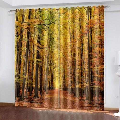 Photo gold forest curtains 3D Window Curtains For Living Room Bedroom Customized size Drapes Cortinas