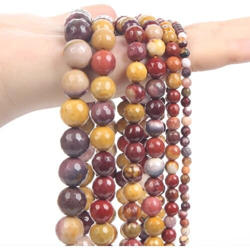 Faceted Egg Yolk Stone Natural Stone Beads Round Loose Spacer Beads For Jewelry Making DIY Bracelets Necklace Accessories 4-12MM