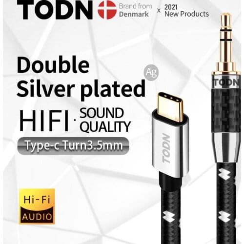 TODN type c to 3.5 jack aux audio usb c dac cable tipo c silver usb 32bits/384khz Suitable for car，phones, earphones, speaker