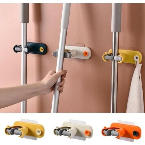 Powerful Seamless Mop Clip Wall Mounted Mop Holder Household Storage Hanger Hook Racks Kitchen Bathroom Organizer Mop Holder