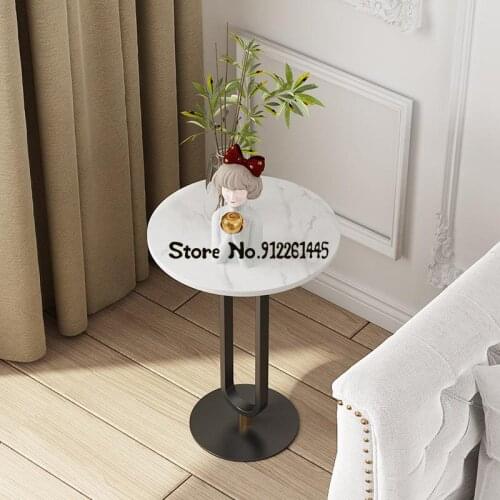 Marble Sofa Side Cabinet Side Cabinet Bedside Table Light Luxury Living Room Corner Table Small Round Table European Coffee Tabl
