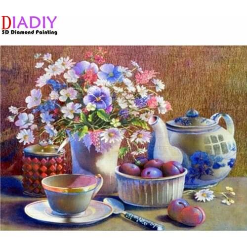 DIY 5D diamond painting cross stitch kit beautiful flower mosaic art painting rhinestone embroidery decorative painting
