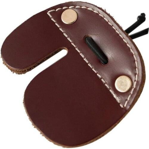Cowhide Archery Finger Tab For Recurve Bows Hunting Finger Protector Brown