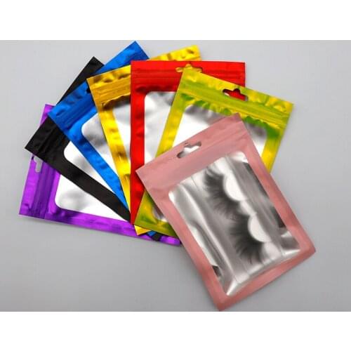 Wholesale Lashes Packaging Boxes Holographic Laser Zip Lock Party Favor Bag Eyelashes Lash Package Box Lashes Case Packaging