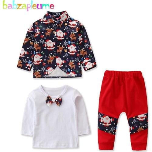 3Piece Fall Winter Baby Boy Clothes Set Toddler Christmas Outfits Cartoon Cute Kids Coat+T-shirt+Pants Newborn Clothing Set 1974
