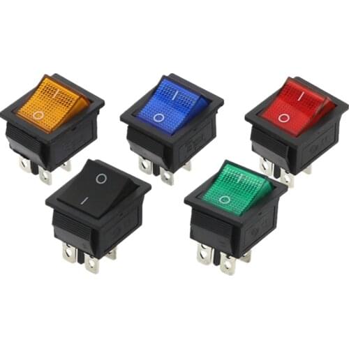 5Pcs KCD4 Rocker Switch Power Switch Self-Lock 2 Position 4 Pins With Light 15A 250VAC/20A 125VAC 32*25mm