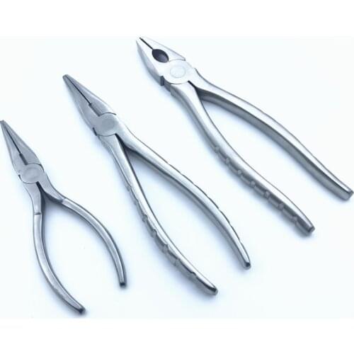 3pcs/set Orthopedics Flat Nose Pliers With Serrated Jaws bone Forcep Veterinary orthopedics instrument