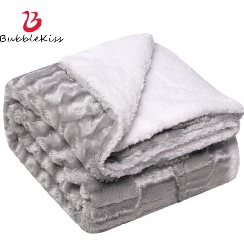 Bubble Kiss Fluffy Blanket Lamb Wool Plush Soft Thicken Blanket Double Layer Warm Bedroom Home Portable Foldable Throw Blanket