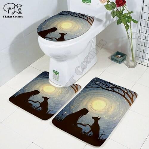 Funny pug dog animal 3D printed Bathroom Pedestal Rug Lid Toilet Cover Bath Mat Set drop shipping