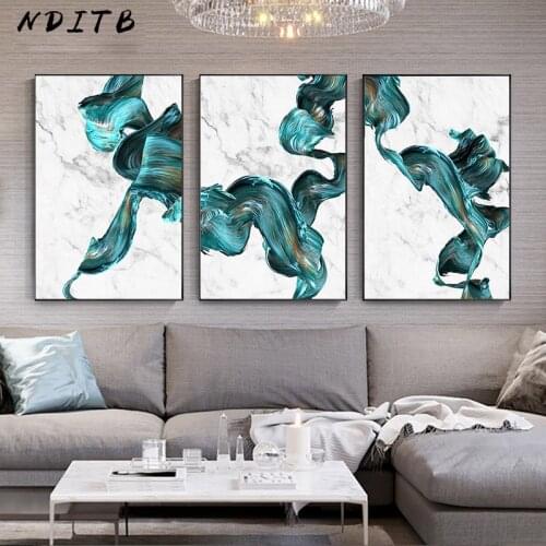 Contemporary Art Marble Texture Green Line Canvas Poster Wall Art Print Modern Style Painting Nordic Home Decoration Pictur