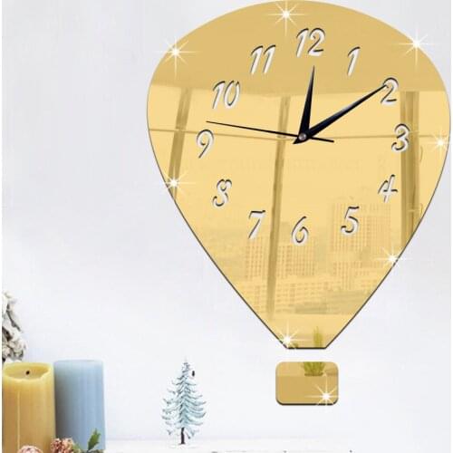 Modern Large Wall Clock 3d Mirror Sticker DIY Acrylic Mirror Wall Clock Hot Air Balloon Vinyl Record Horloge Wall Home BB50WC