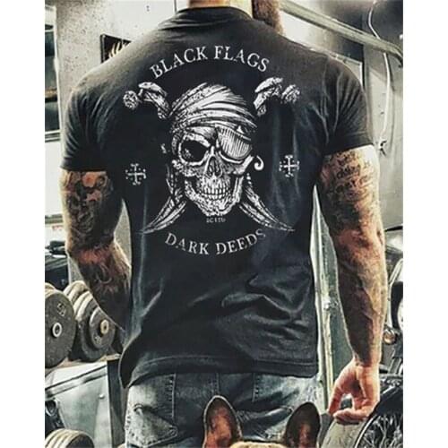 Summer New Skull Sweatshirt Printing Mens T-shirt Casual Oversized Short-sleeved Clothes Street Hip-hop Gothic 3d Printing Top