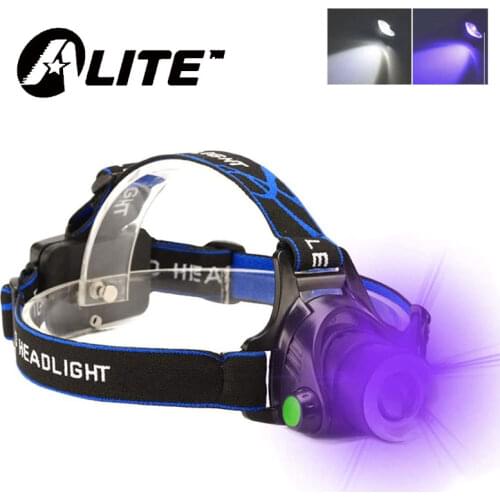 TMWT Waterproof LED Headlight UV & White Lights 18650 USB Rechargeable CREE T6 Scorpion Hunting Headlamp For Camping & Climbing
