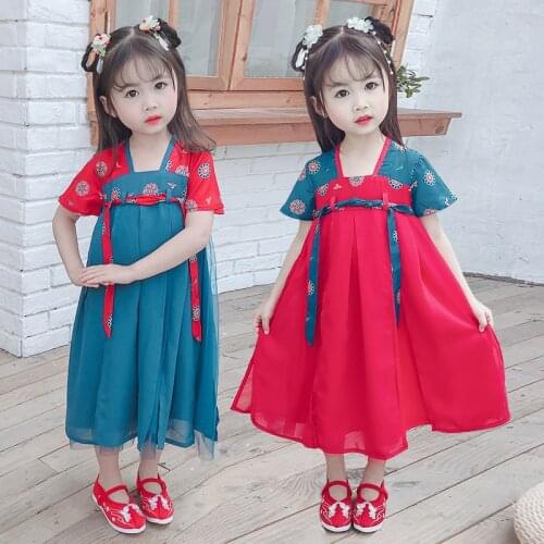 Chinese Cheongsam Princess Dress For Girls Coton Traditional Clothes Short Sleeve Chinese Style Clothing For Girls 2 4 5 6 7 8 9