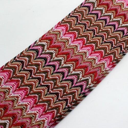 Zig Zag Knitting Lace Fabrics 1 Meter Hot Pink Wave Striped Crochet Dress Skirt Lace Knitting Mesh Fashion Fabrics 150CM Wide