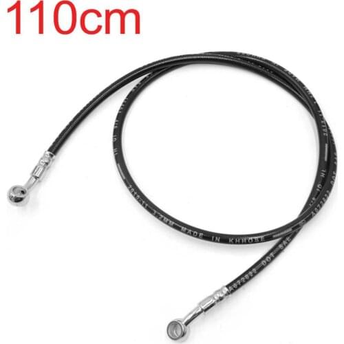 Uxcell Black 110cm Length Stainless Steel Rubber Motorcycle Brake Oil Hose Fuel Tube Low Permeability Oil Hose