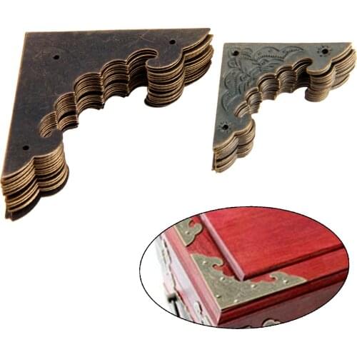 20pcs Vintage Metal Decorative Bat Corner Furniture Jewelry Box Feet Leg Iron applique Bracket Desk Edge Cover Antique Bronze