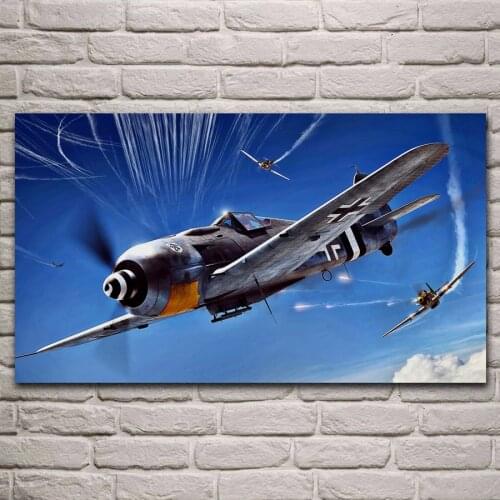 Ww2 aircraft battle p 51d fw 190a r8 living room decoration home wall art decor wood frame fabric poster KH960