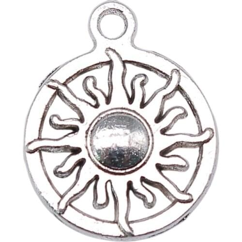 WYSIWYG 10pcs 16mm Pendant Sun Round Round Sun Charm Pendants For Jewelry Making Antique Silver Color Sun Pendants