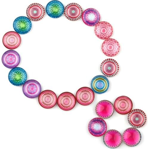 Xinyao 20pcs 10pcs Kaleidoscope Pattern Glass Round Mixed Glass Cabochon for DIY Jewelry Findings