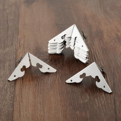 12Pcs 30mm Metal Crafts Decorative Bracket Antique Silver Wood Box Feet Leg Corner Protector Guard Furniture Hardware with Nail