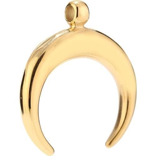 20pcs Stainless Steel Gold Tone Moon Pendant For Necklace Delicate Moon Pendant Half Horn Charm Simple Crescent Accessories