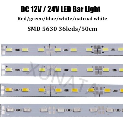 5/10/20pcs DC12V 0.25M/0.5m White / Warm White / Red / Green / Blue Aluminum LED Bar Light 5730 5630 Hard Strip Light