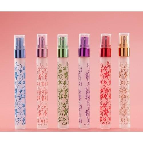 OXFUL 6Pcs/lot Printed 10ml Glass Perfume Spray Bottles Atomizer Empty Refillable Portable Mini Parfum Bottle