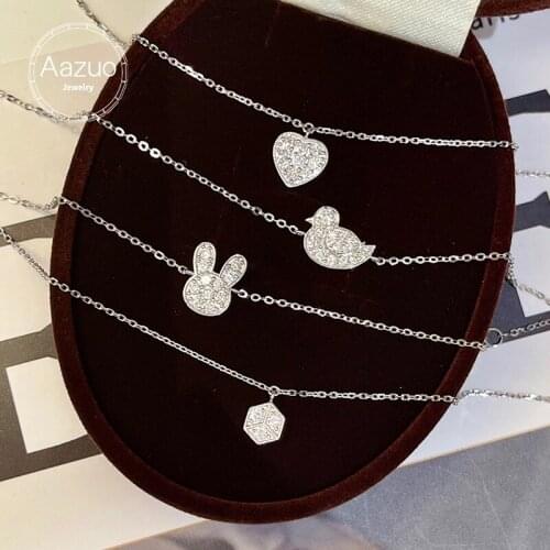 Aazuo 18K Pure White Gold Real Diamonds Lovely Animals Rabit & Duck & Heart & Square Bracelets gifted for Baby&Lady Birthday