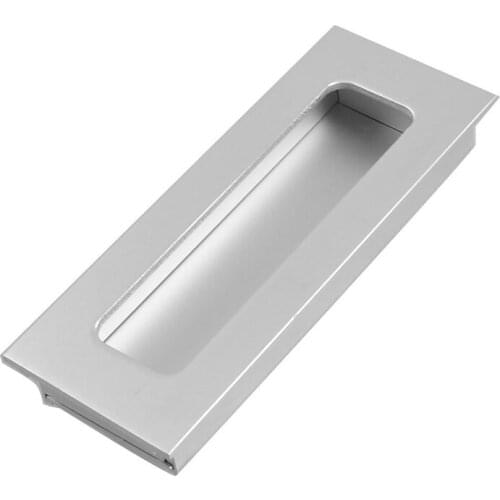 Cabinet Silver Tone Aluminum 4.4" Long Rectangular Flush Pull Handle Promotion