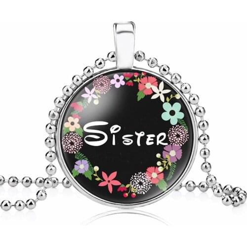 10PC Sister Flower Pendant Necklace Forever My Friend Sisters Charm Jewelry Pendant Necklaces For Women Unisex Girl Gifts