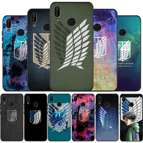 Anime attack on Titan black Silicone soft Phone Case for huawei P40 P30 P20 P10 Pro P9 Lite Psmart 2019 Y6 Y9 cover