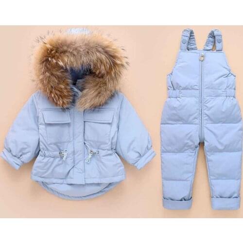 Childrens Snowsuits 2019 Fashion -30 Russia Winter Kids Clothes Suit Duck Down Coat Baby Girl Boy Clothing Sets Jacket + Pants