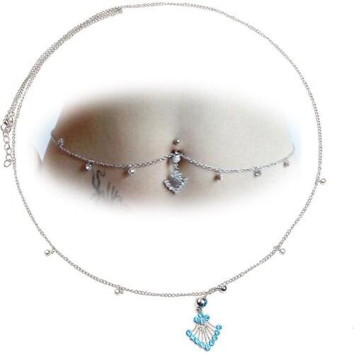 Utrend Sexy Charm Body Chain Long Pendant 316l Stainless Steel Piercings Navel Belly Button Rings Party Beach Body Jewely