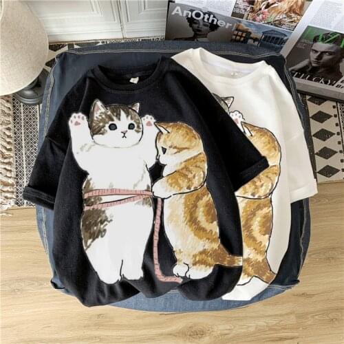 3D Top Ladies T-shirt Harajuku Cat Kawaii T-shirt Summer Short Sleeve Oversized T-shirt y2k
