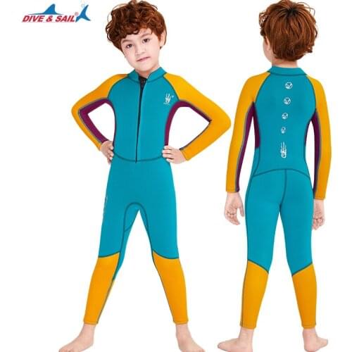 Wetsuits Kids 2.5mm Neoprene Full Suits Long Sleeve Surfing Swimming Diving Swimsuits Keep Warm Back Zip for Water