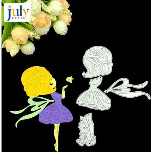 Julyarts Girl Flower Dress Metal Cutting Dies Scrapbooking Stencils Photo Album Decor Cutting Dies Paper Card Making