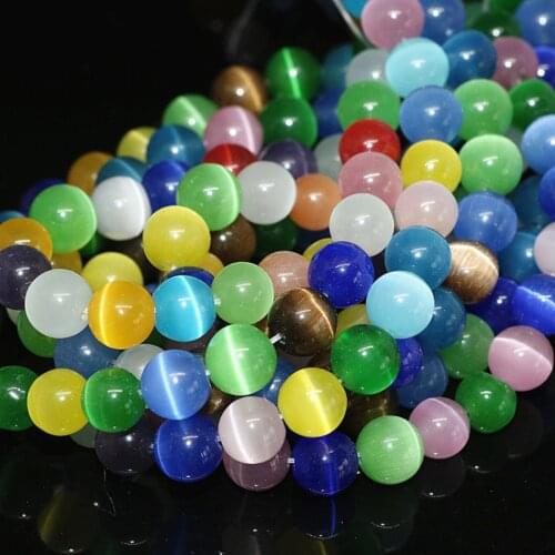 Beautiful multicolor cat eye opal crystal 4mm 6mm 8mm 10mm12mm charming round loose beads jewelry making 15inch A022